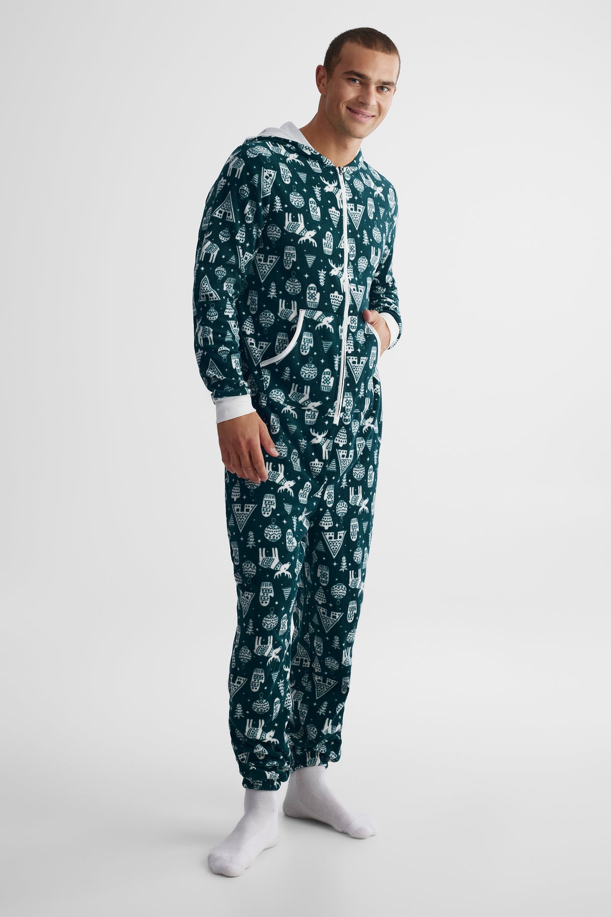 Pyjama une-pièce à capuchon - Homme && SARCELLE/MULTI