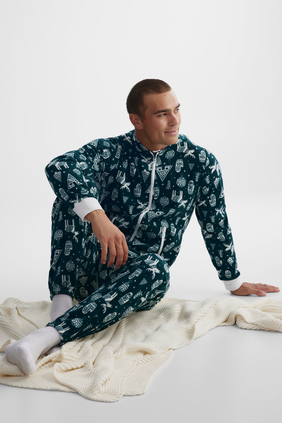 Pyjama une-pièce à capuchon - Homme && SARCELLE/MULTI