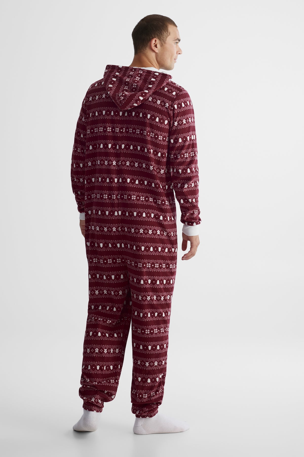 Pyjama une-pièce à capuchon - Homme && BOURGOGNE MULTI