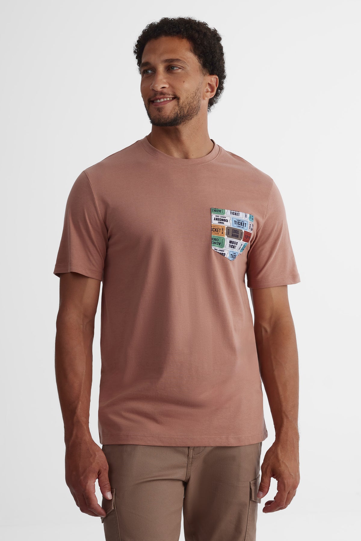 T-shirt imprimé 2/30$ - Homme && VIEUX ROSE