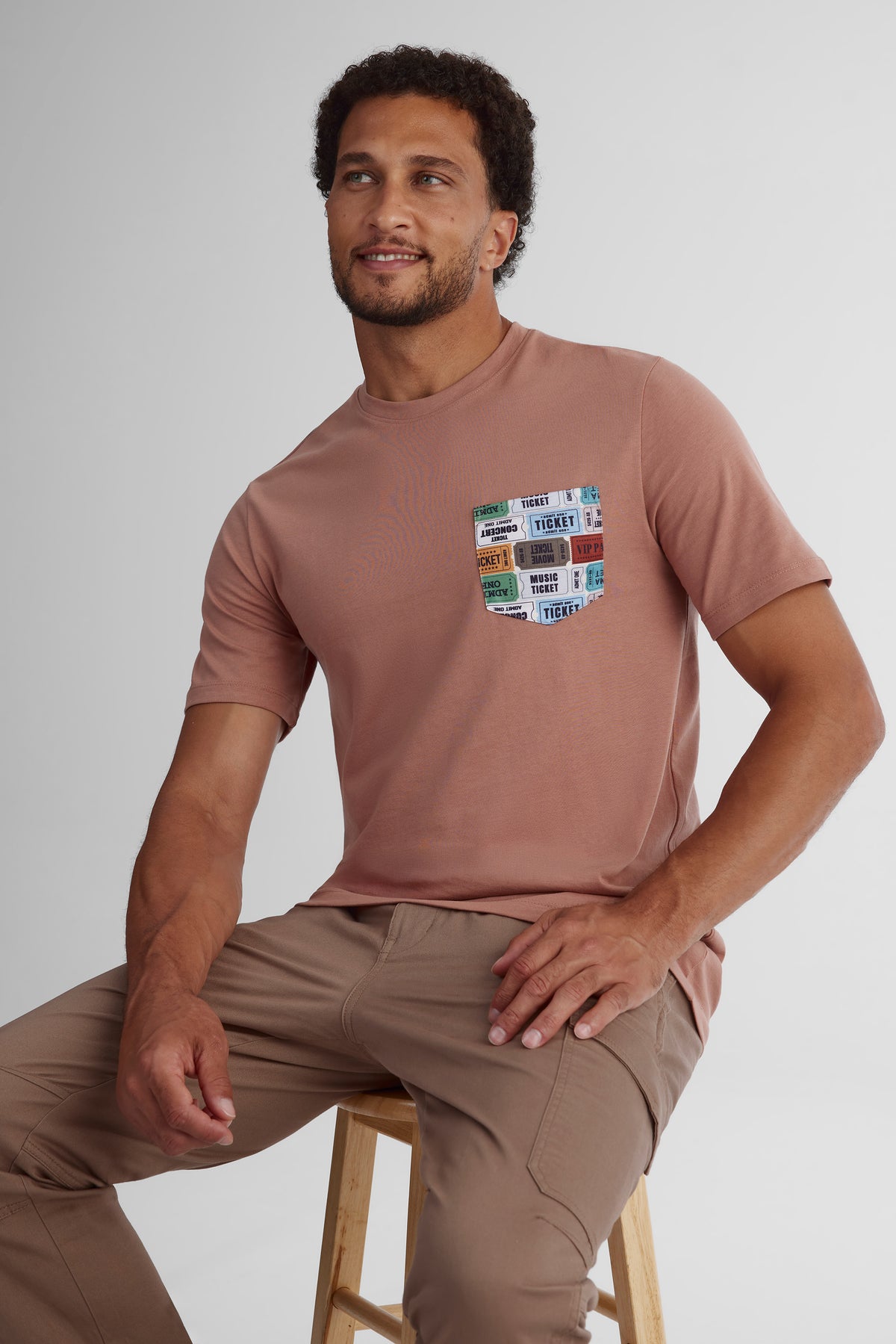 T-shirt imprimé 2/30$ - Homme && VIEUX ROSE