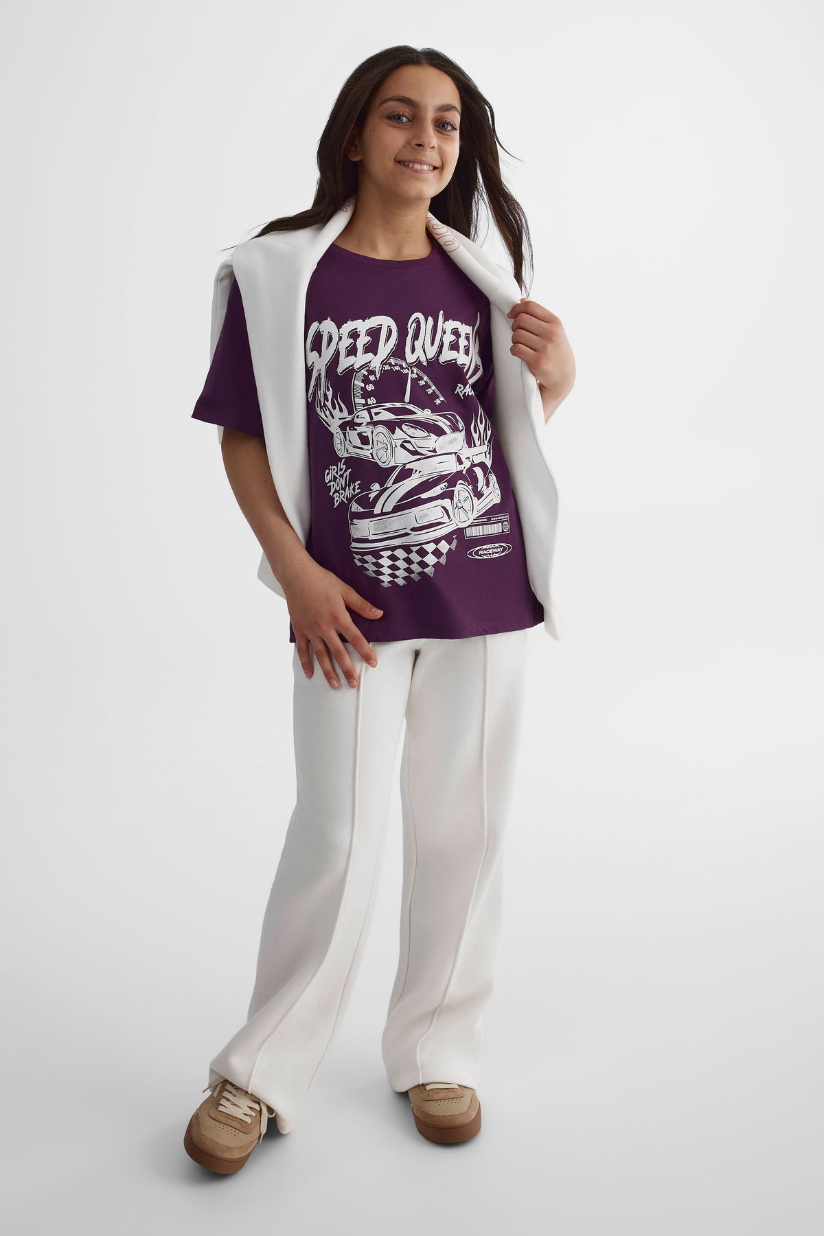 T-shirt en coton mélangé 2/25$ - Ado fille && ROUGE VIN