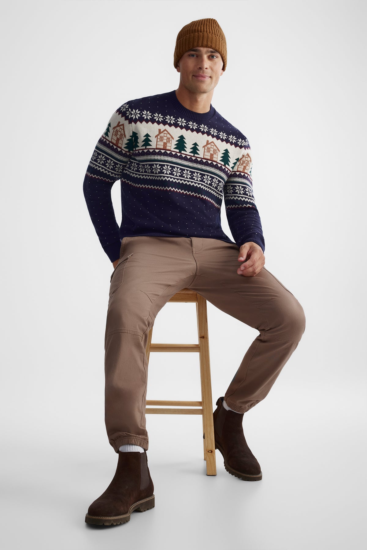Chandail en tricot imprimé - Homme && BLEU MULTI
