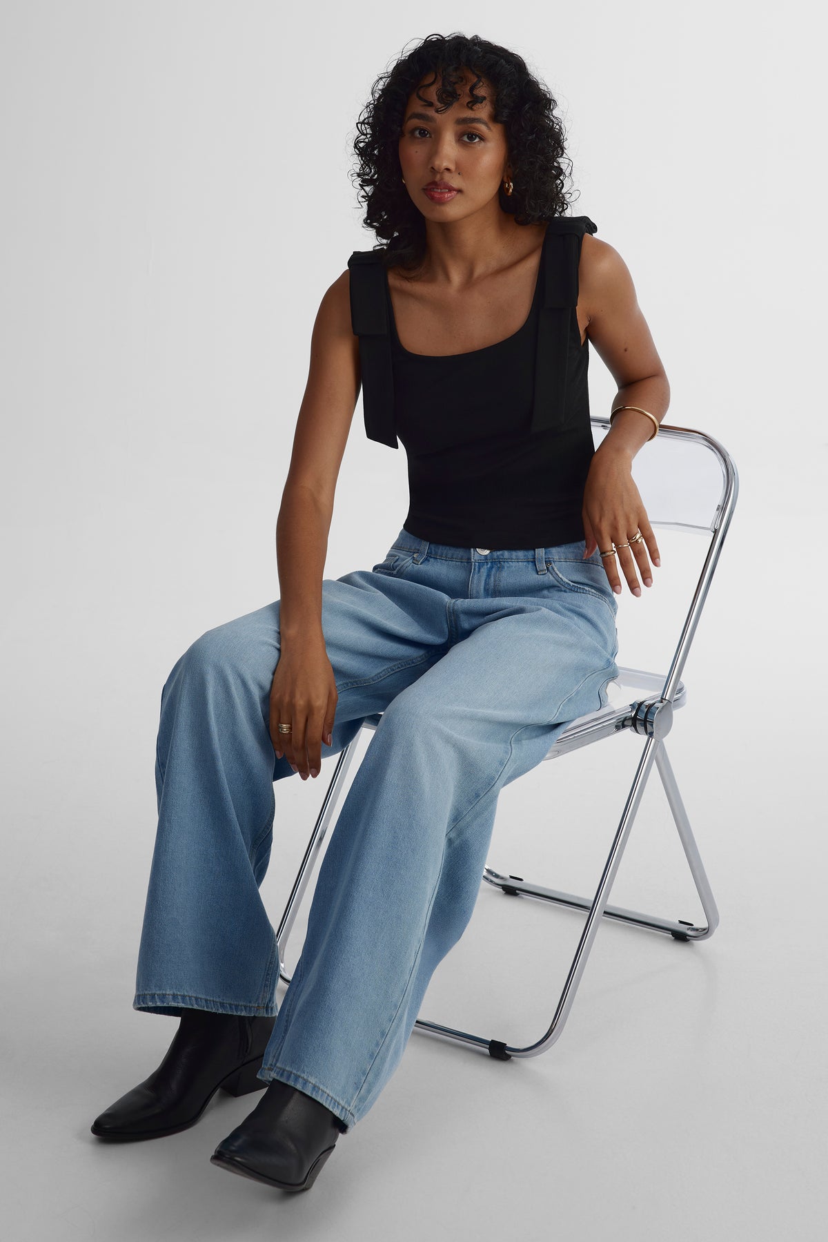 Camisole côtelée - Femme && NOIR