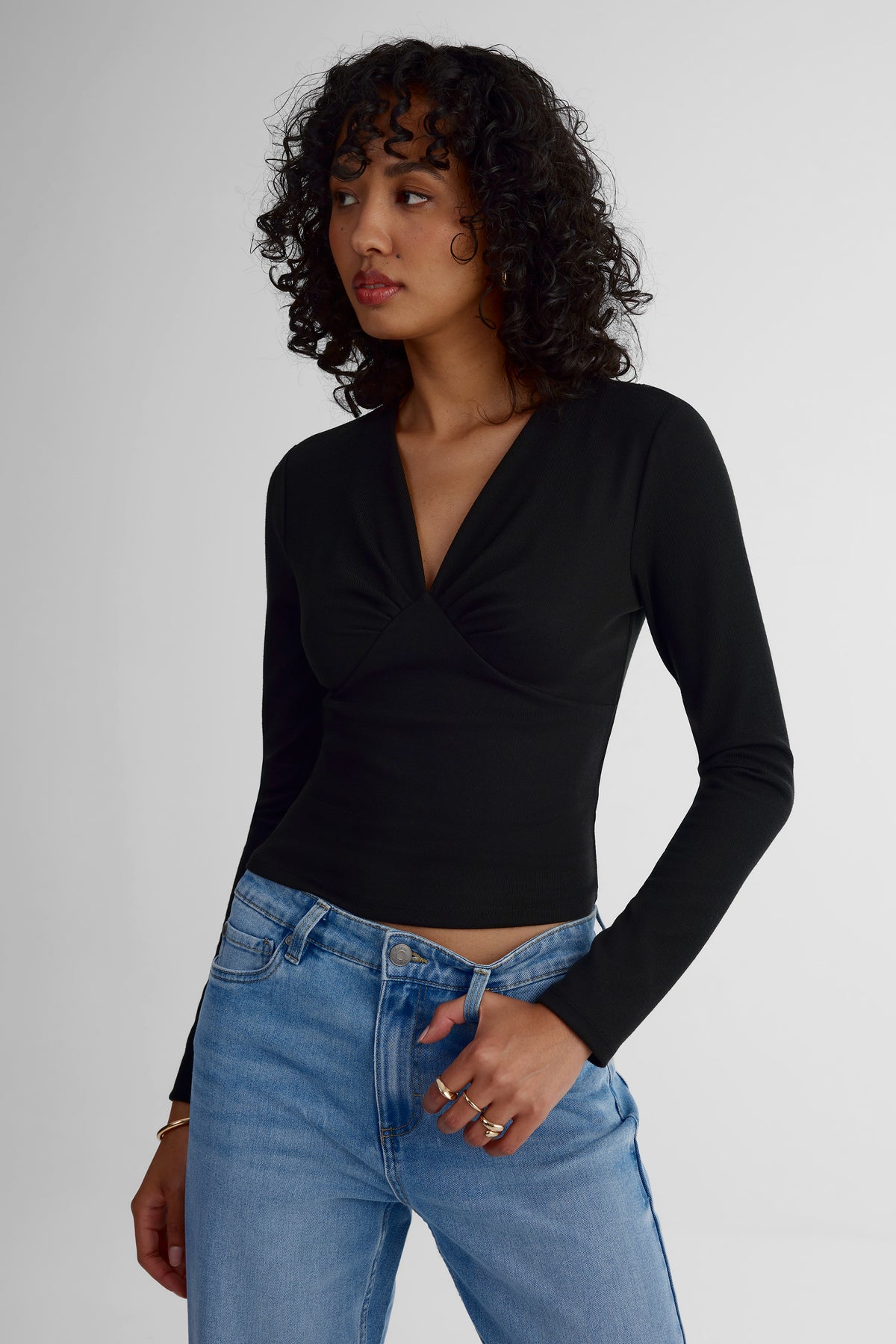 Chandail léger côtelé - Femme && NOIR