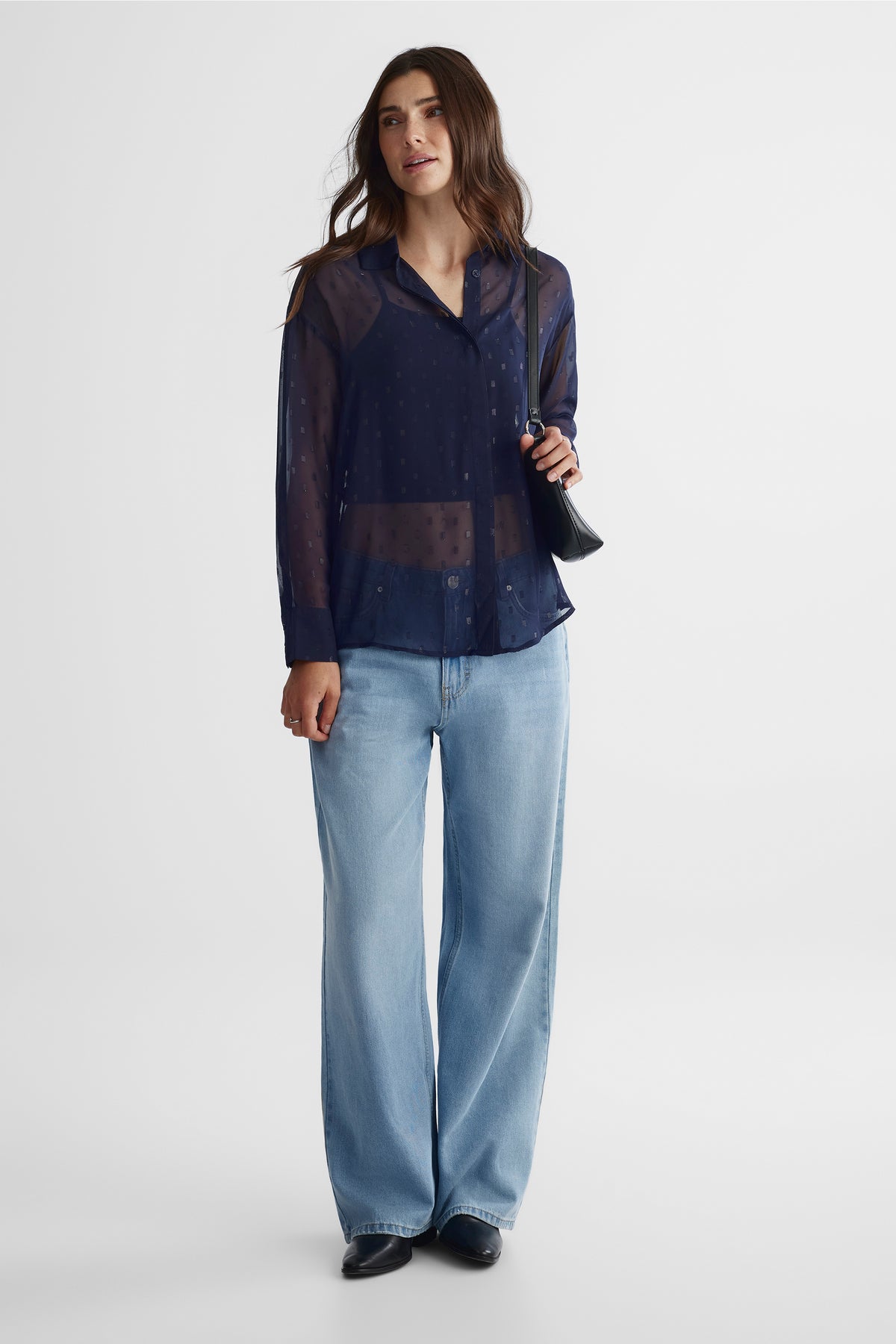 Chemisier à manches longues - Femme && MARIN