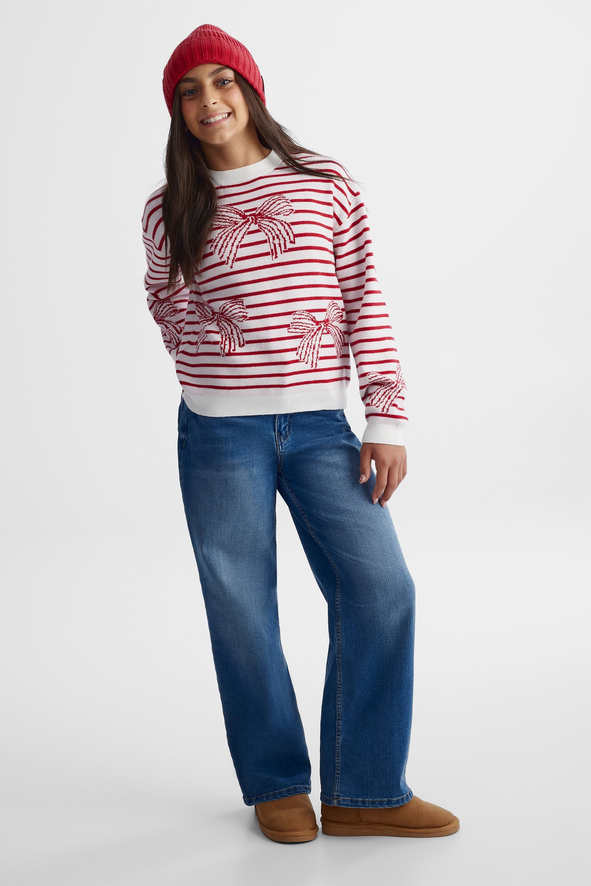Chandail en tricot - Ado fille && ROUGE/MULTI
