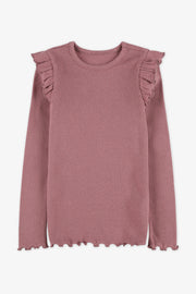 Chandail léger côtelé - Enfant fille && MAUVE