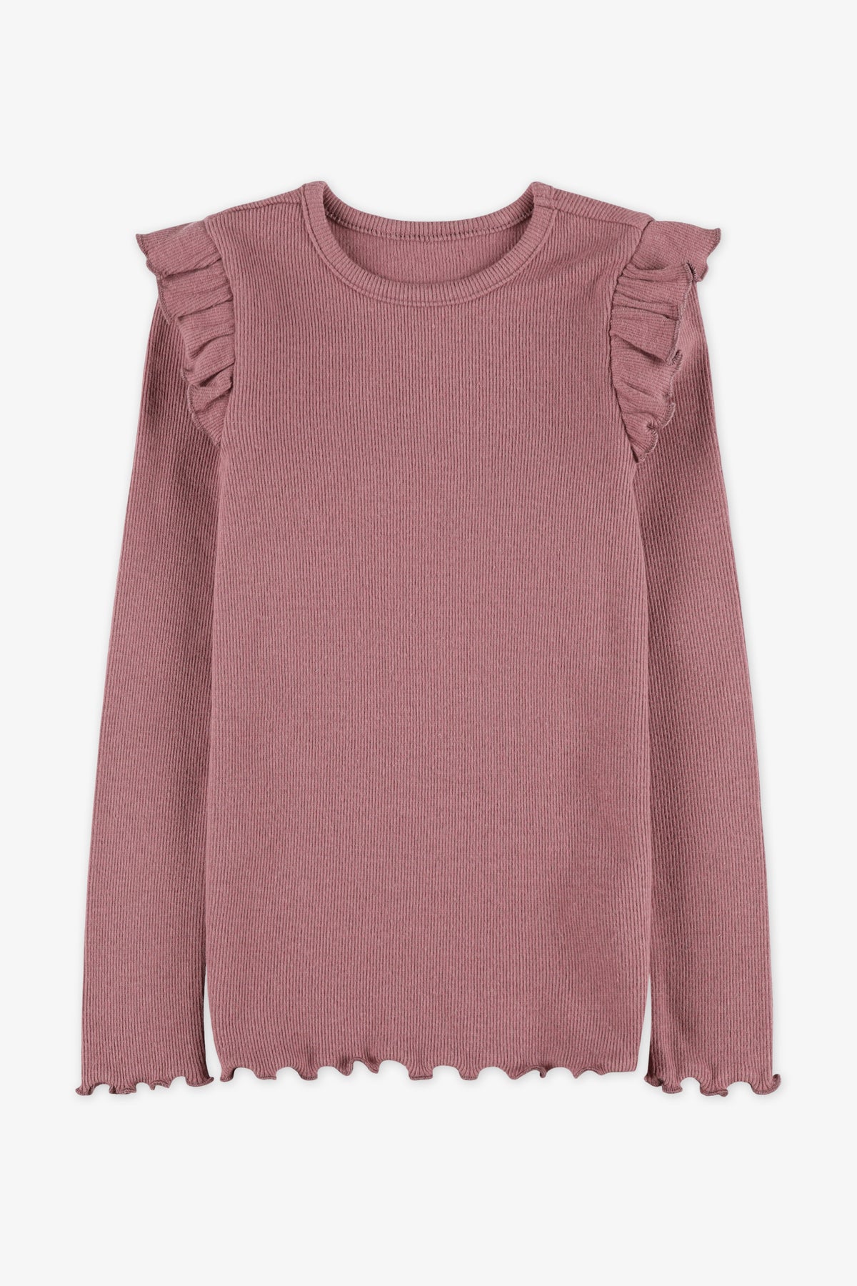 Chandail léger côtelé - Enfant fille && MAUVE
