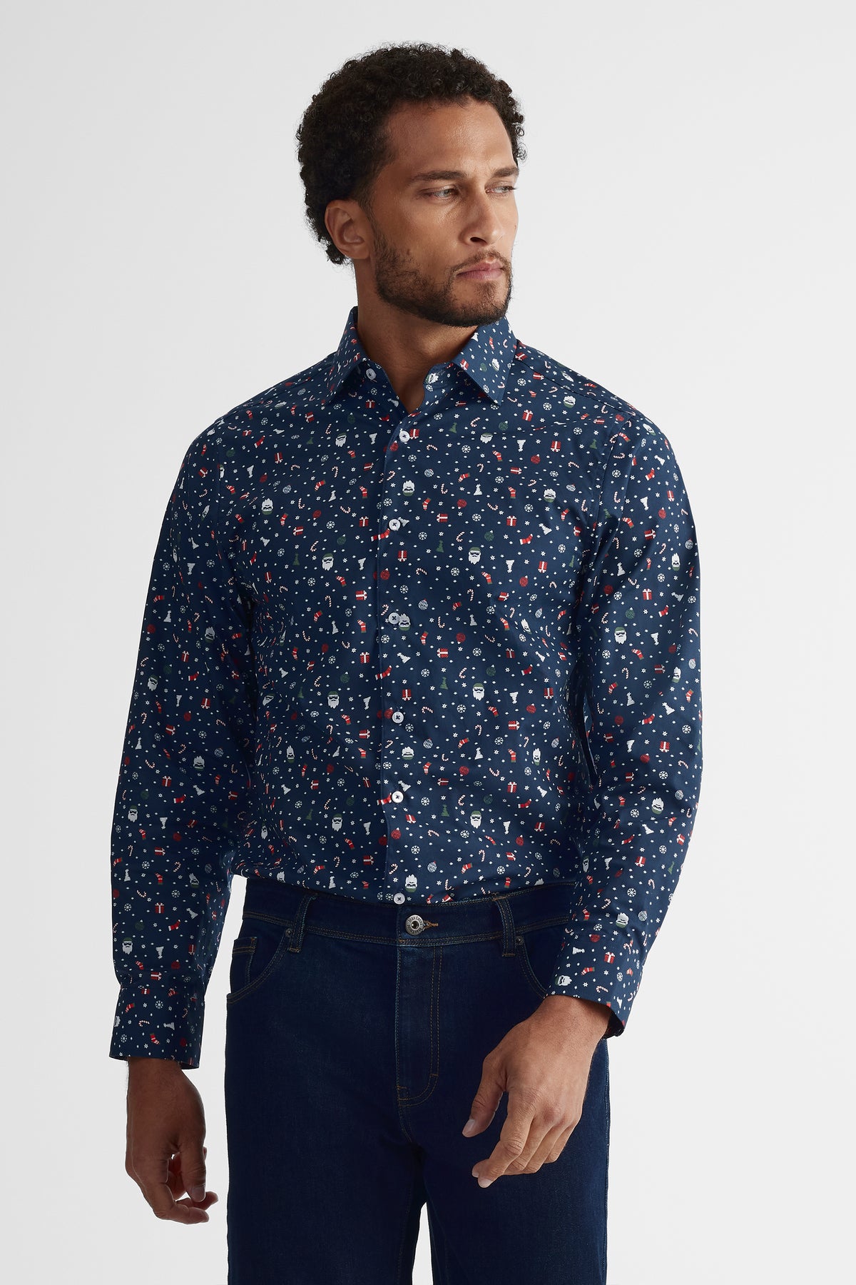 Chemise imprimée - Homme && BLEU MARINE MUL