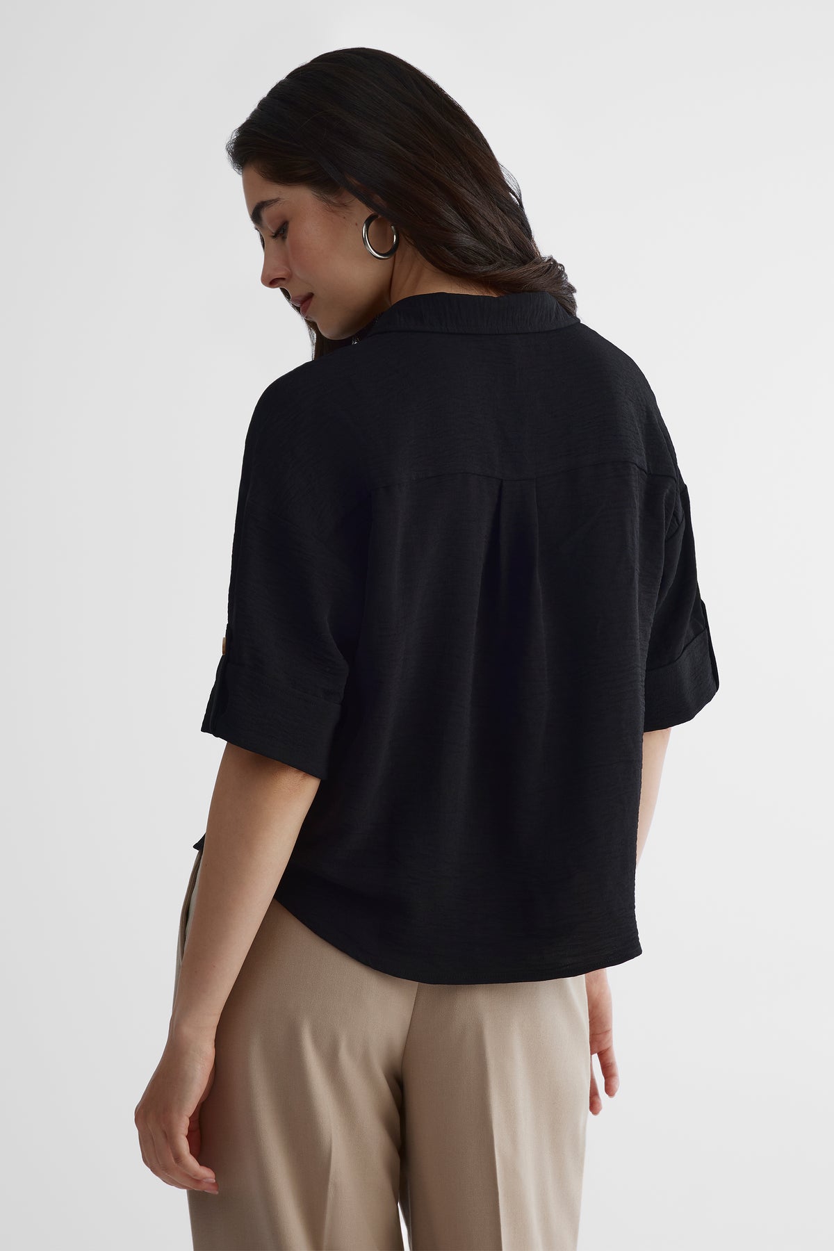Chemisier à manches courtes - Femme && NOIR