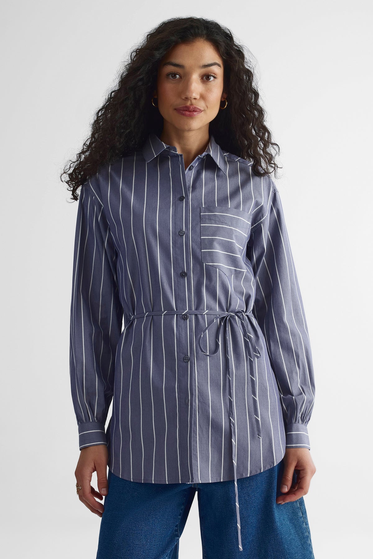 Chemisier à manches longues - Femme && BLEU MULTI