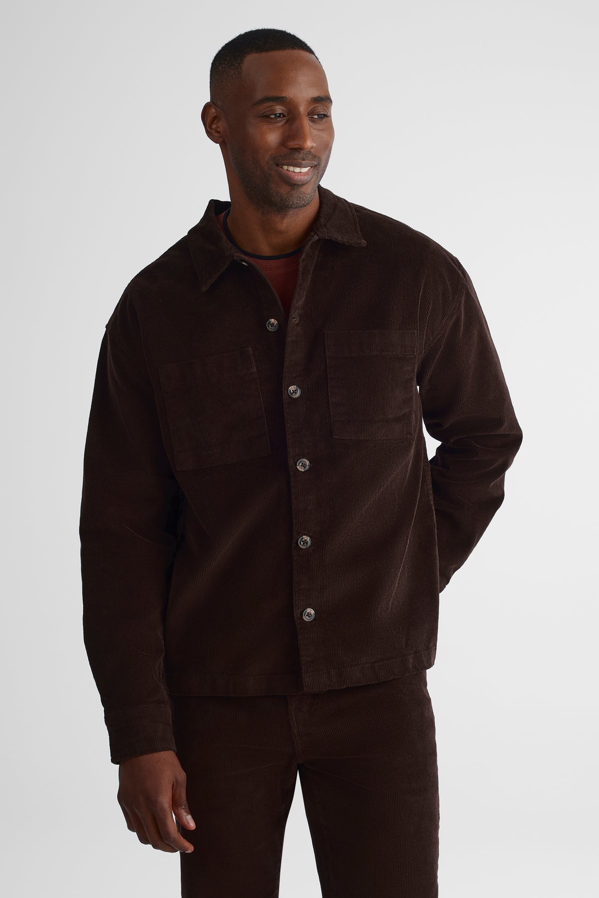 Chemise à manches longues - Homme && BRUN