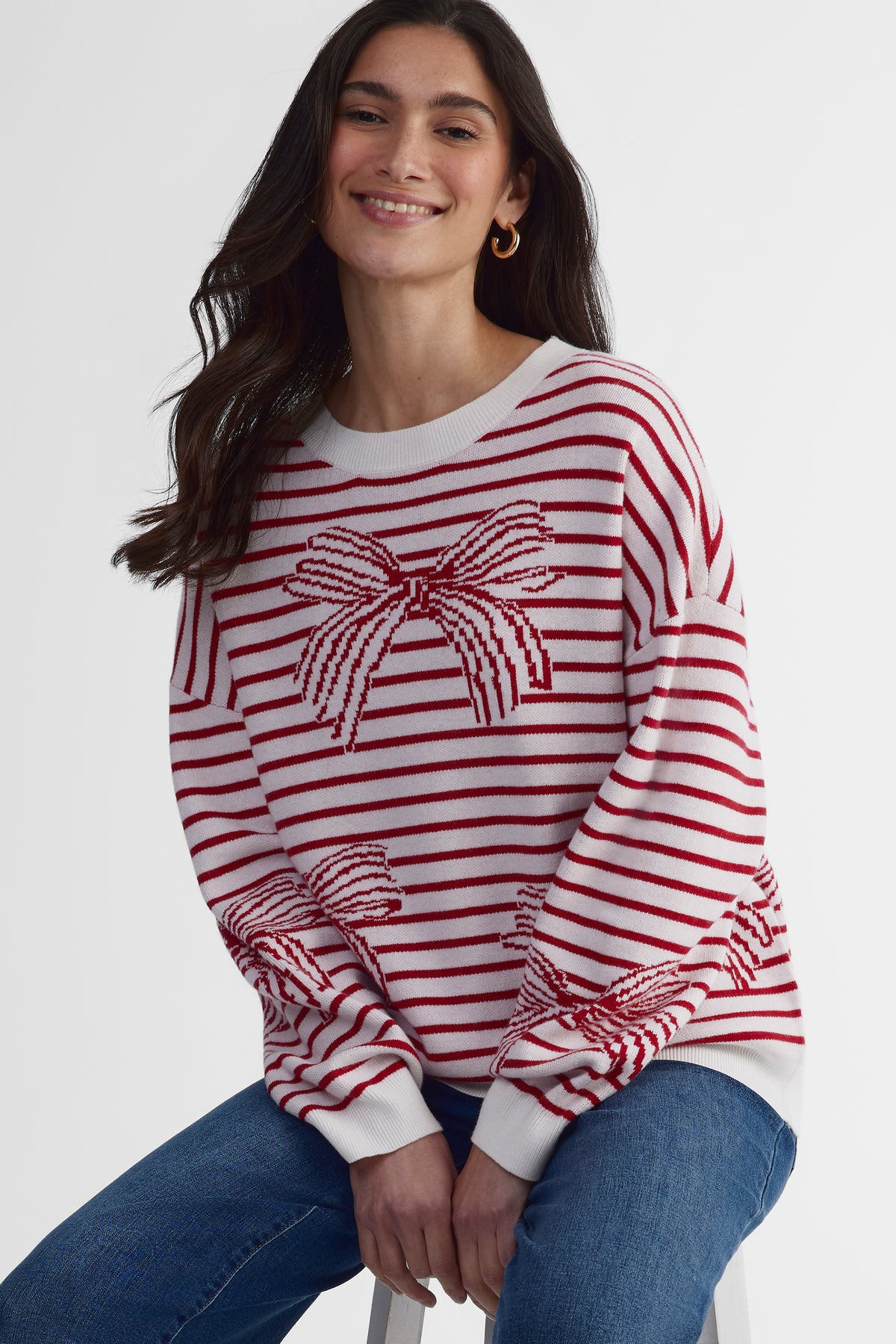 Chandail en tricot - Femme && ROUGE/MULTI