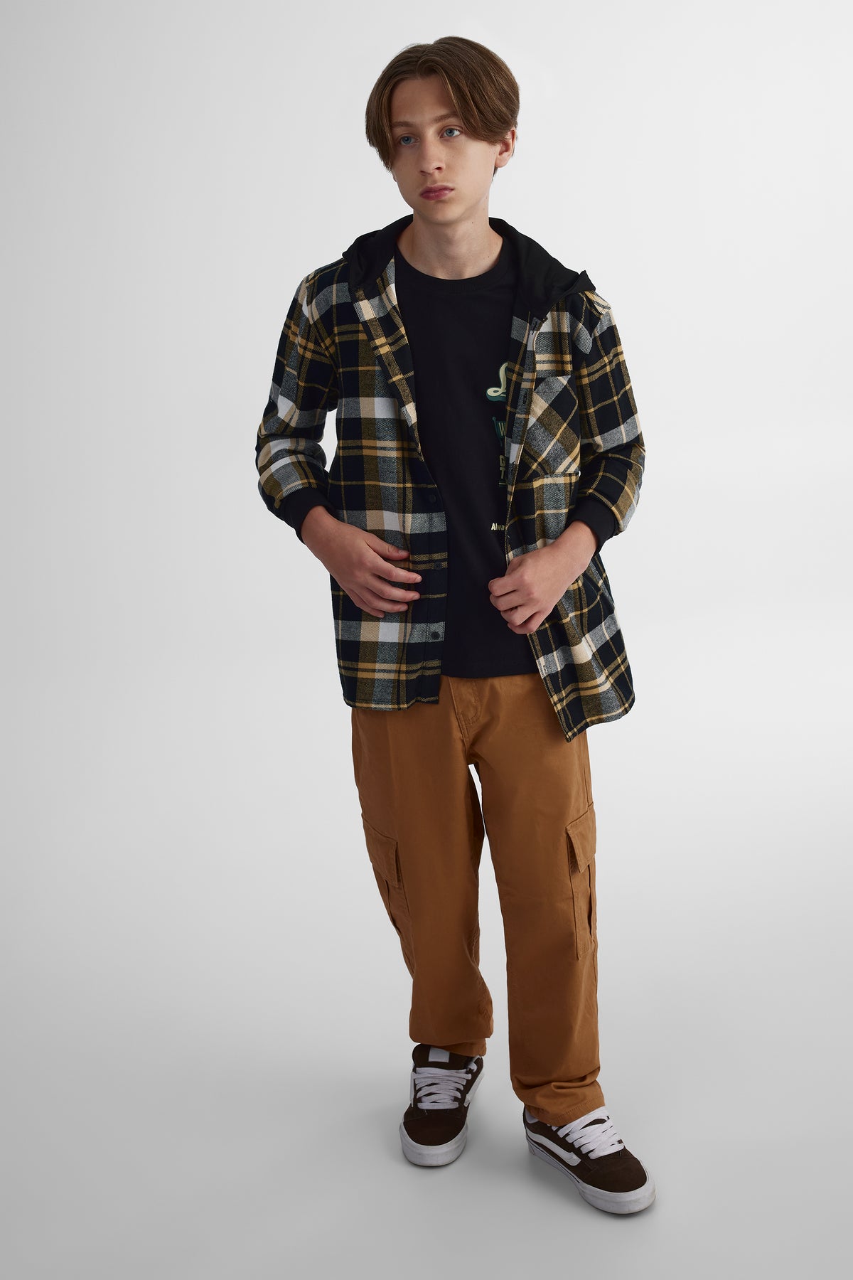 Chemise à manches longues - Ado garçon && NOIR/MULTI