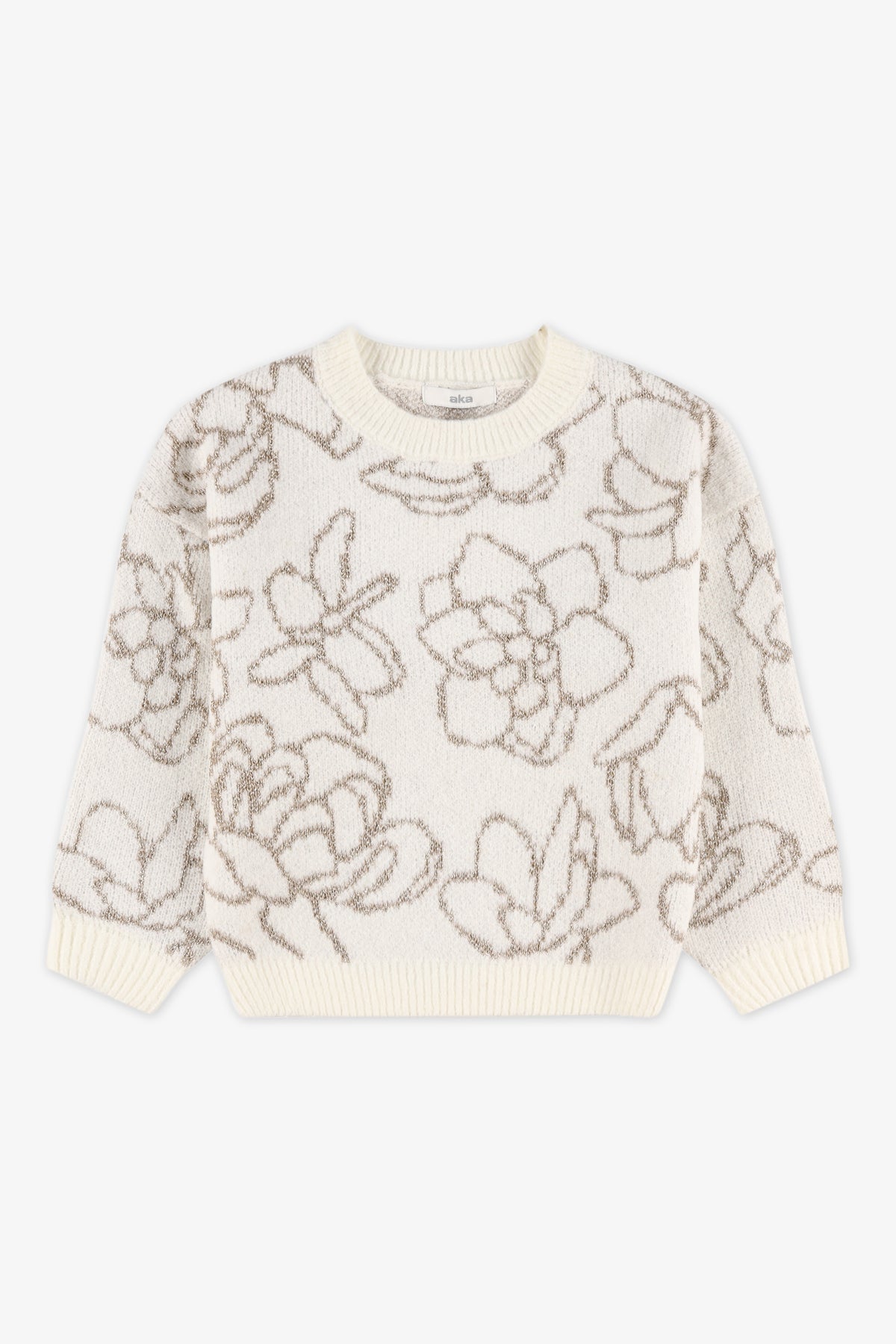 Chandail en tricot extensible - Enfant fille && BLANC CASSÉ/MULTI