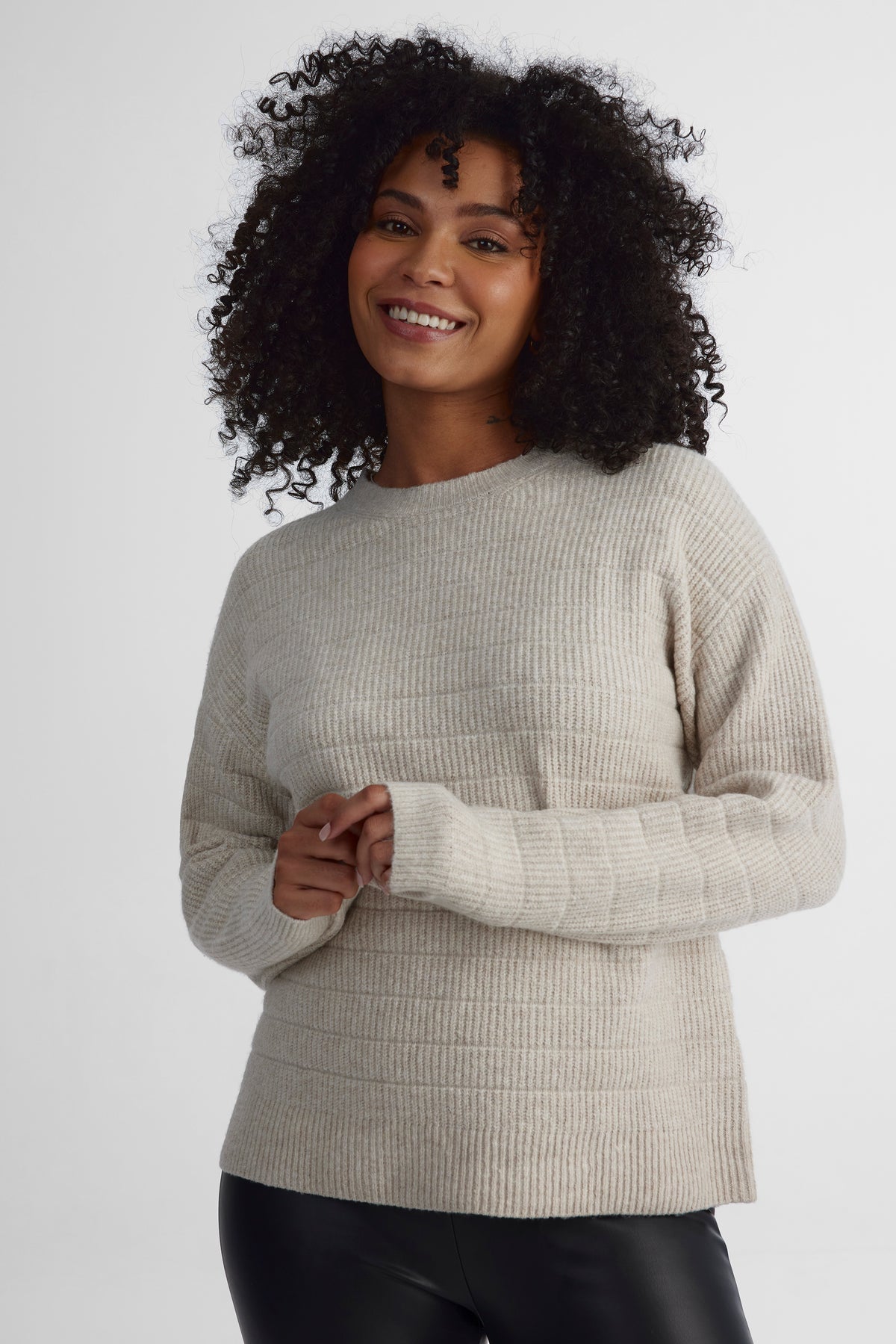 Chandail en tricot extensible - Femme && BEIGE
