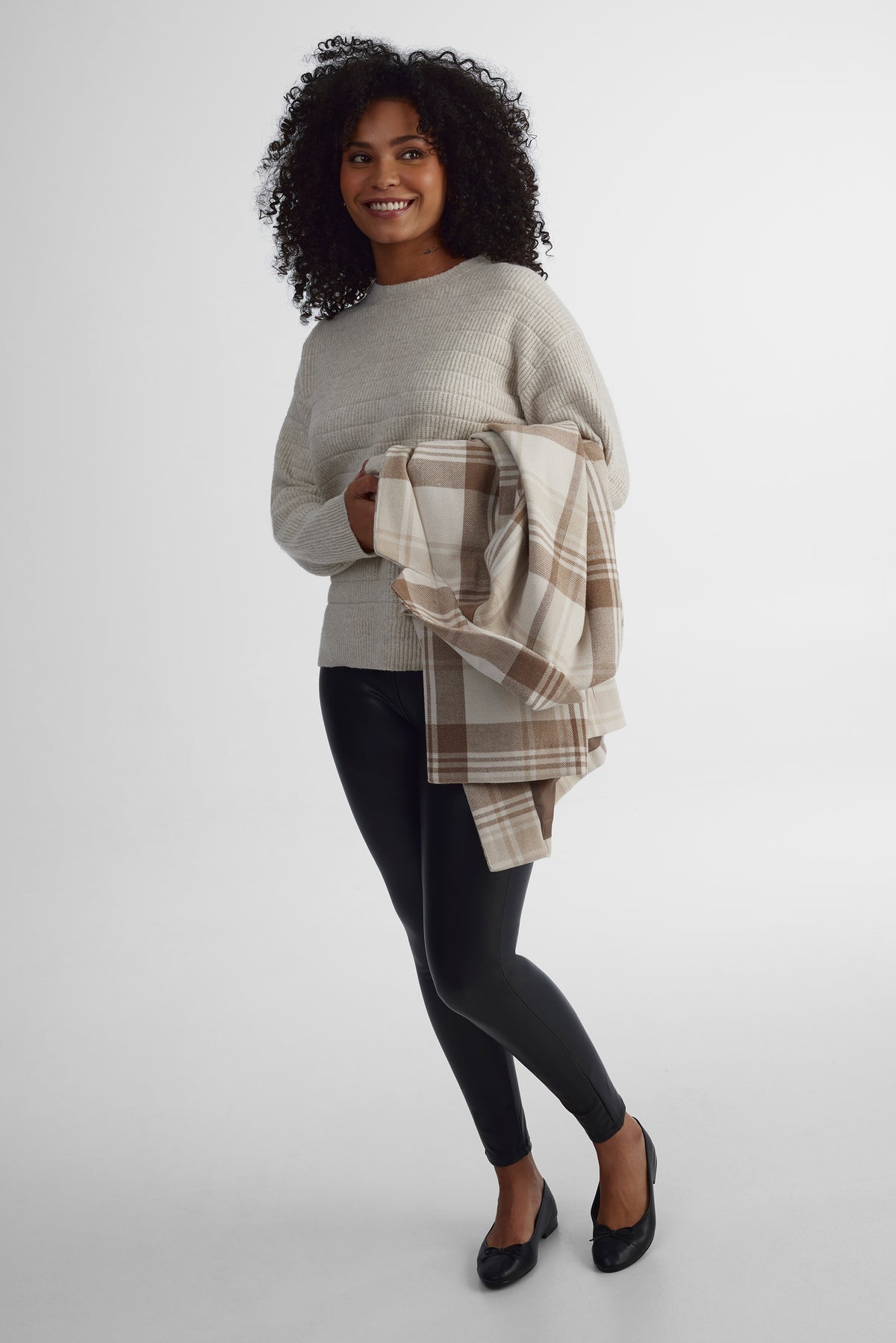 Chandail en tricot extensible - Femme && BEIGE
