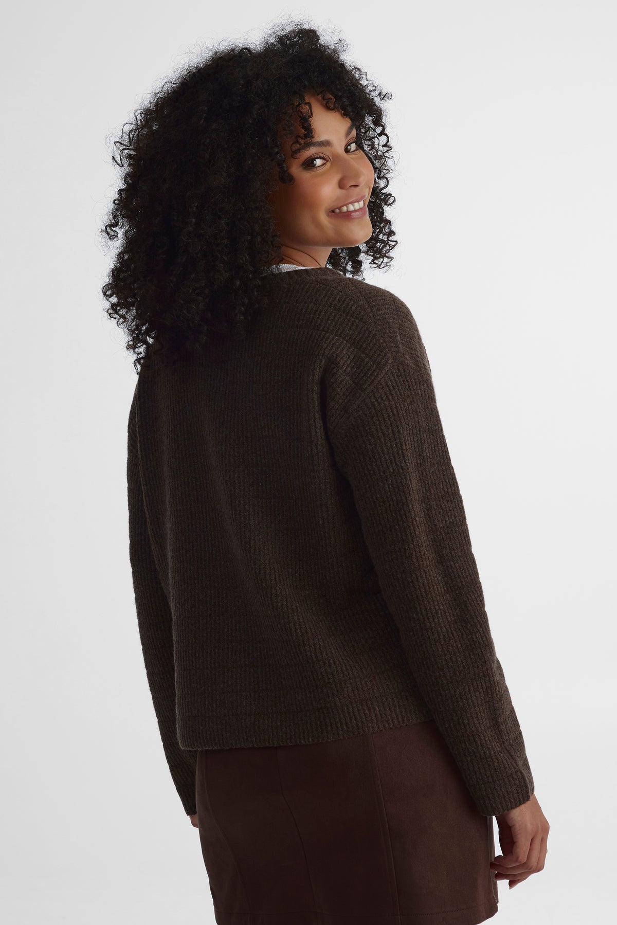 Cardigan extensible - Femme && BRUN