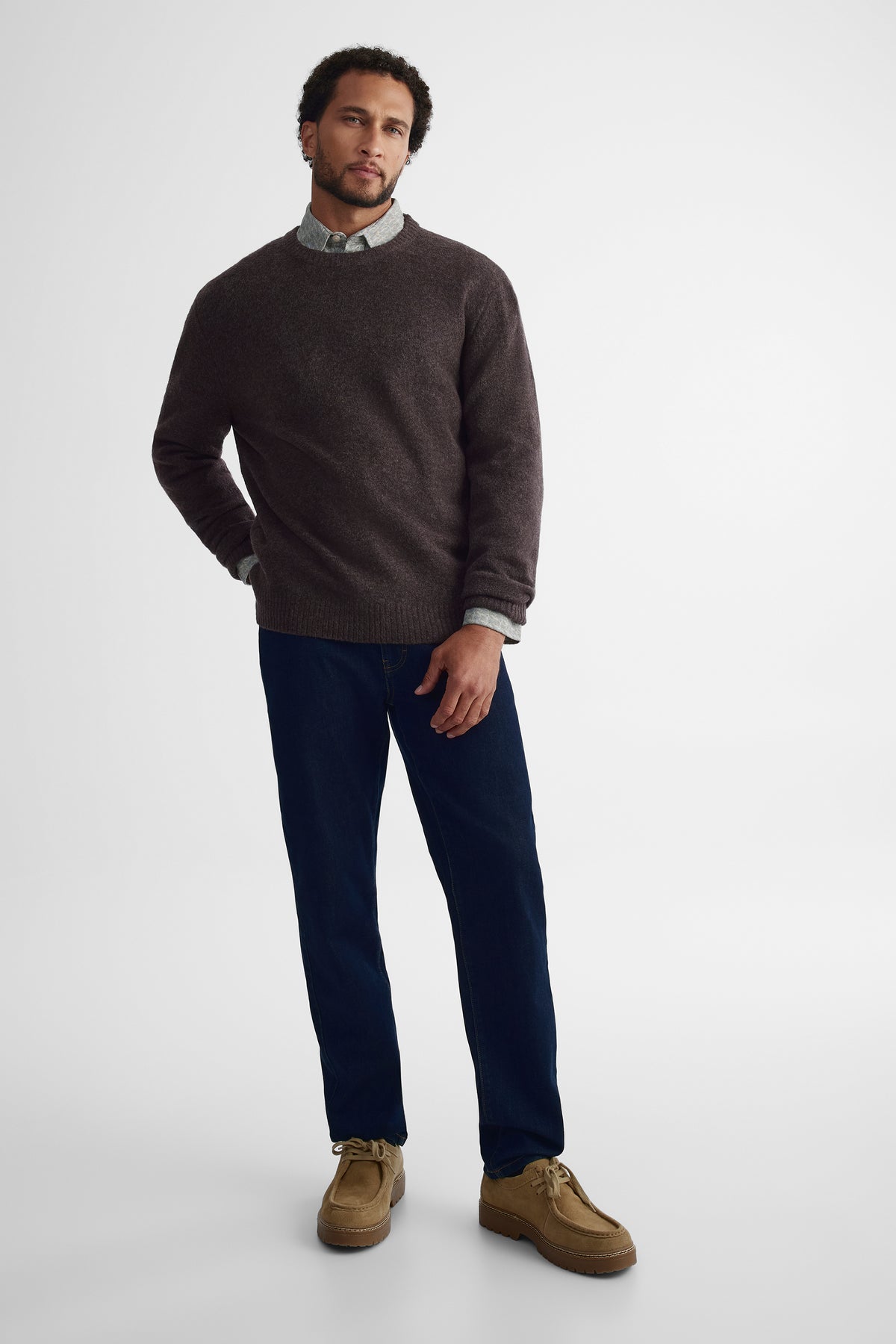 Chandail en tricot extensible - Homme && RAISIN