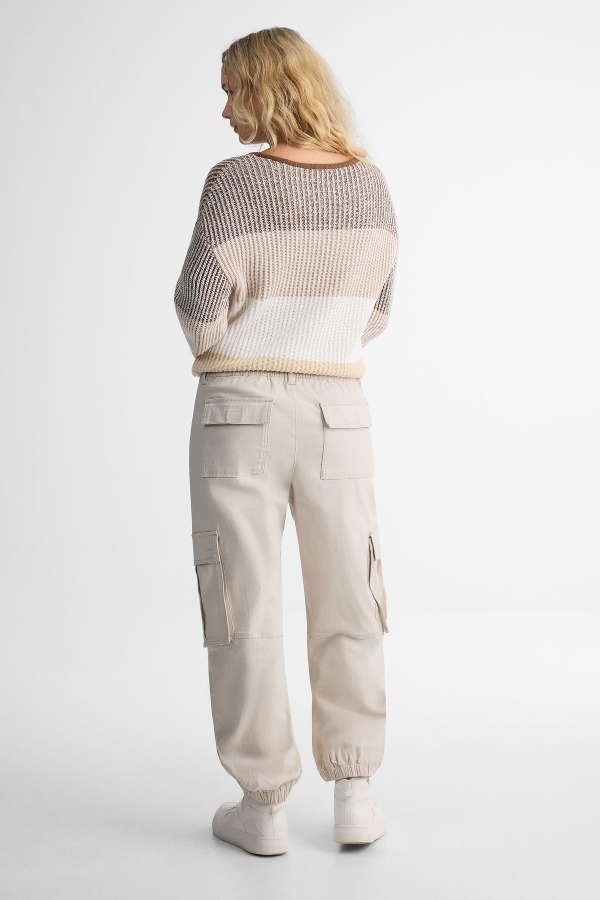 Pantalon cargo taille haute - Jeune femme && OATMEAL