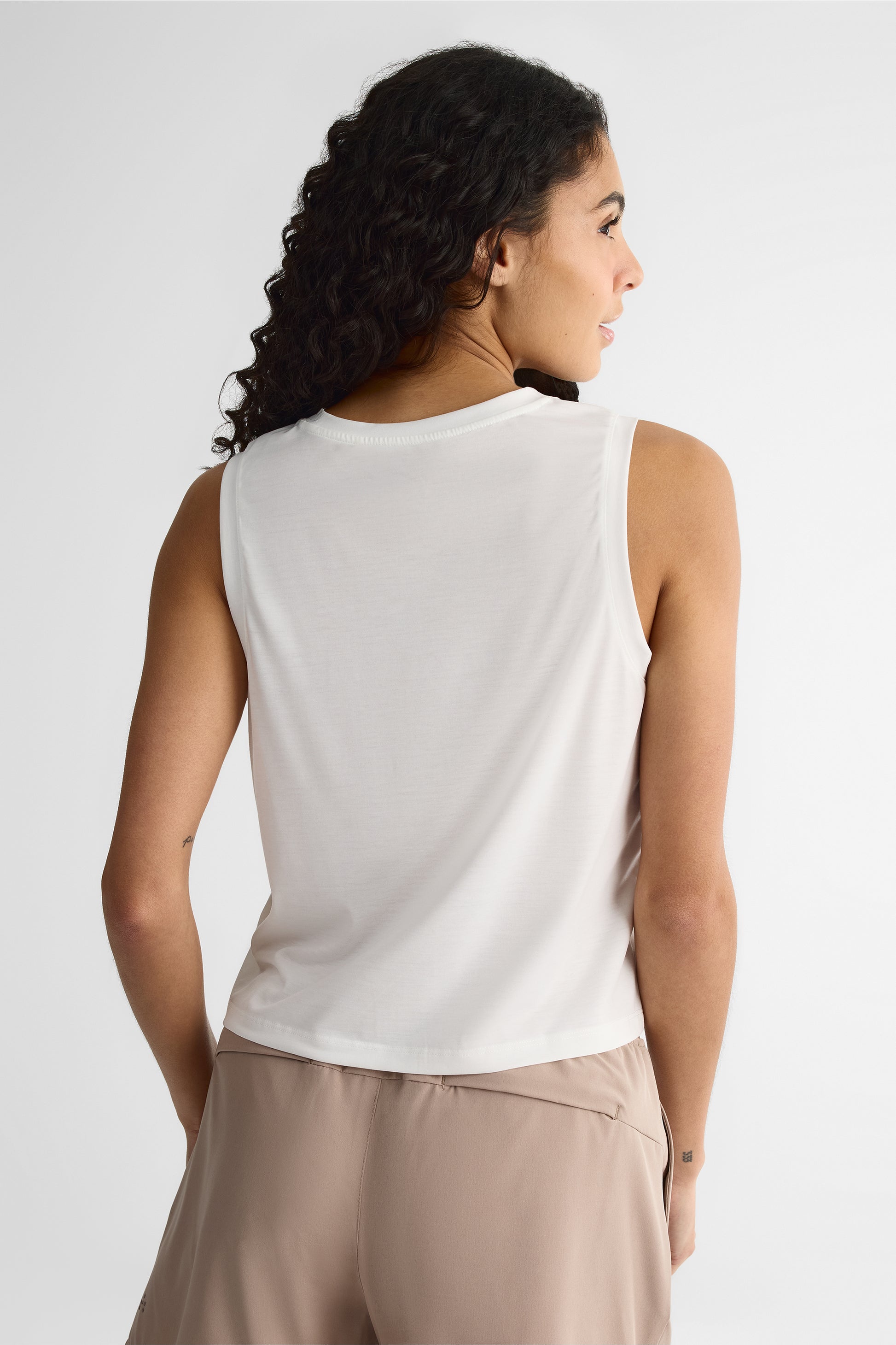 T-shirt col rond en Tencel - Femme && BLANC