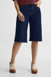 Short bermuda en jean taille haute – Femme && DENIM FONCE