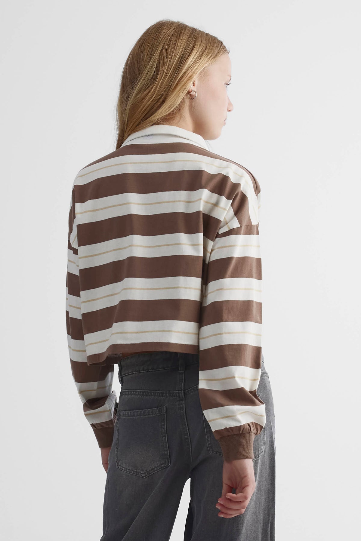 Chandail polo col en V - Ado fille && BRUN/MULTI
