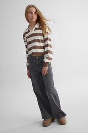 Chandail polo col en V - Ado fille && BRUN/MULTI
