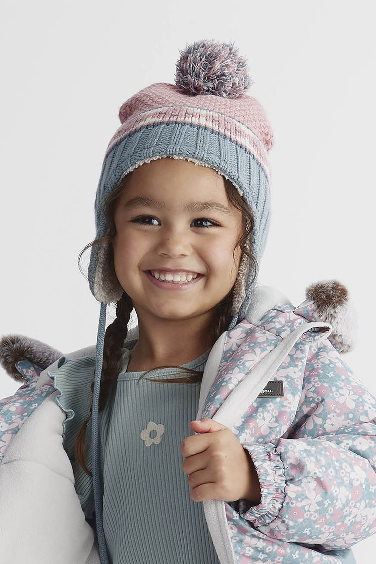 Tuque péruvienne douillette - Bébé fille && CORAIL