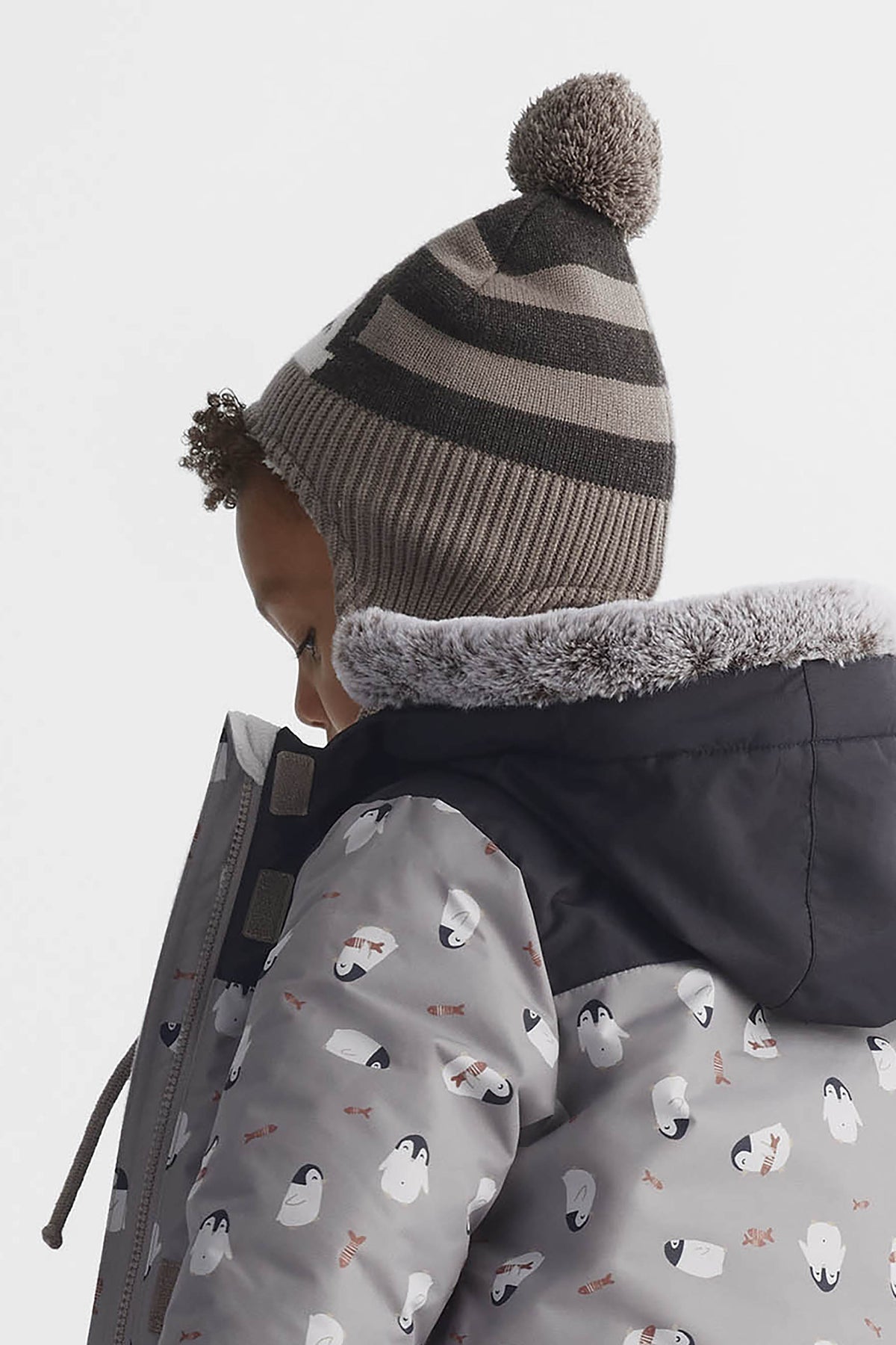 Tuque péruvienne d'hiver - Bébé garçon && TAUPE