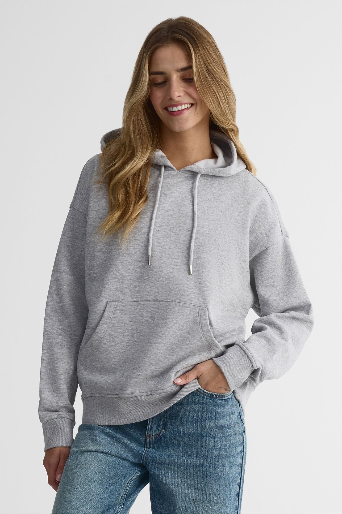 Chandail à capuchon coton ouaté - Femme && GRIS MIXTE